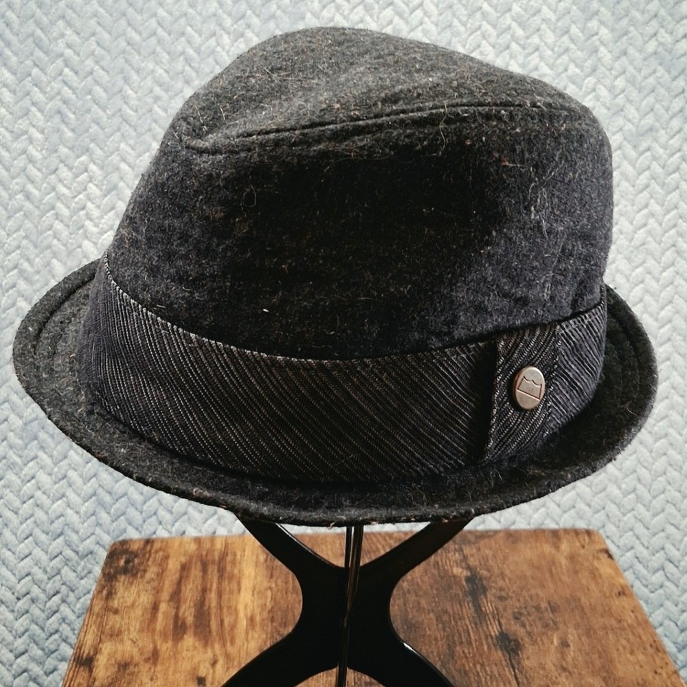 Levis Mens Wool Blend Fedora Hat Charcoal Grey Marl Trilby M/L Old School